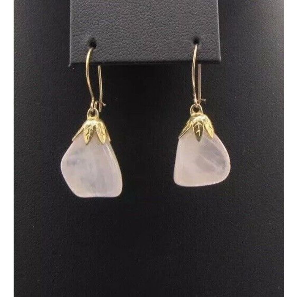 Quartz Gold overlay Dangle Earrings 3.5cm